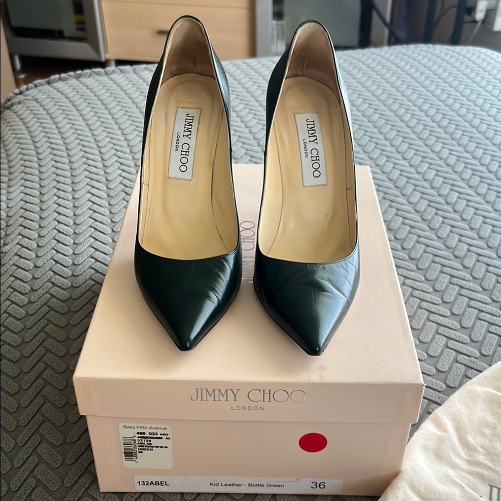 Jimmy Choo Abel Bottle Green Pumps